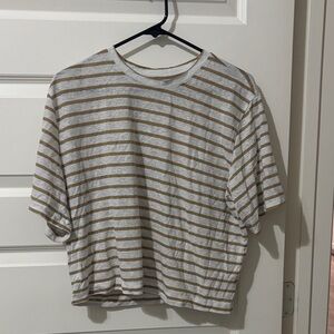Universal Thread Tan and White Striped Tee